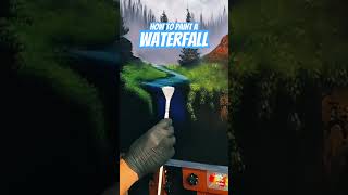 #Paint a #Waterfall in 1 min with #PaintWithJosh ! #shortsfeed #bobross #shortsviral #artshorts