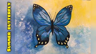 Acrylic painting tutorial summer butterfly