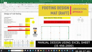 Design of Mat (Raft) Footing Manually | Excel Sheet IS 456:2000 | Multistorey Building |