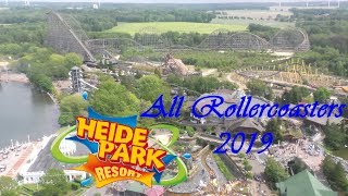 All Roller Coasters - Alle Achterbahnen @HeideParkResort  2023 (Cinematic - 4K - Offride)