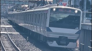 【E531系K406編成  東大宮出場回送（臨時保全）】E531系0番台ｶﾂK406編成が回送電車として非常警笛を２発鳴らしながら北千住駅1番線を通過するシーン（回9465M）2025.1.31