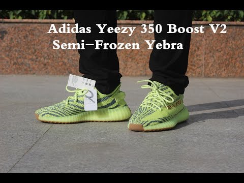 Adidas Yeezy 350 Boost V2 Semi Frozen Zebra On Feet