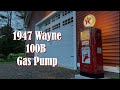 1947 Wayne 100B gas pump cleaned & lit up, motorized with working spinners & a Penetrol wipe down!