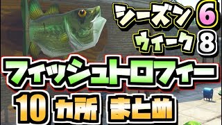 【Fortnite】複数の名前付きのエリアでフィッシュトロフィーを持って踊る 10ヶ所 まとめ /シーズン6 ウィーク8 バトルパスチャレンジ【フォートナイト】