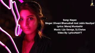 Nayan song lyrics | Nayan | Nayan new full song | Dhvani bhanushali new song lyrics_| Nayan lyrics_|