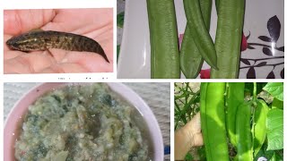 Sword bean with channa punctata fish boiled chutney | কমতল উৰহি আৰু গৈৰই মাসৰ সাতনী