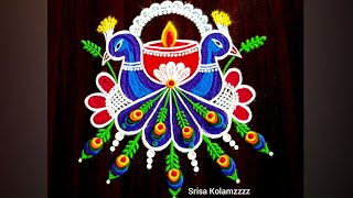 903. 🌻Deepavali 2024 Special 🌻Deepam Rangoli🌻Easy and Traditional muggu🌻 Beautiful Festival Rangoli