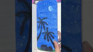 Moonlight night sky painting with poster Colour. #shorts #painting #drawing #moon #night