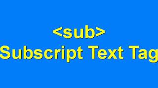HTML sub Tag