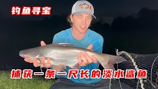 水溝釣魚佬驚奇之舉：竟然釣出了一條鯊魚！ #钓鱼 #捕鱼 #户外捕鱼 #河中巨怪 #杰瑞米瓦德