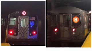 MTA NYC Subway Jamaica Bound R160 (F)/145 Street Bound R68A (B) Trains @47-50 St-Rockefeller Center