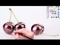 How to paint shiny 3D cherries in watercolor