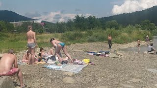 Сколе 2023: пляж на річці опір, вулиця Гайдамацька, набережна Skole summer beach 2023