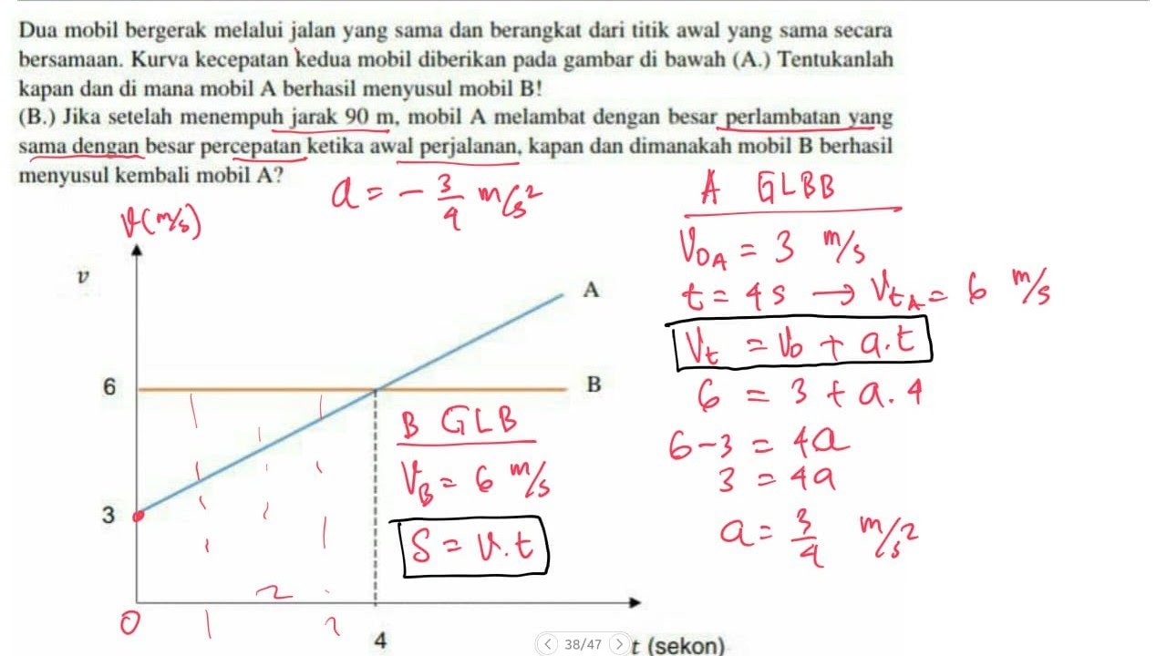 Menghitung Jarak Dan Waktu Mobil A Dan B Bertemu Berpapasan Dari Grafik ...