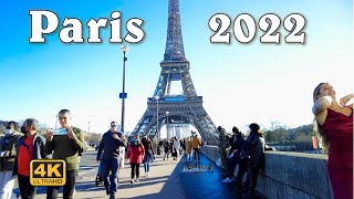 Paris 2022, Winter walk - Eiffel Tower to Trocadero [4K UHD]