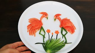 Art In Vegetable Flamingo Tomato Cucumber Carving Garnish