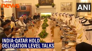 PM Modi \u0026 Qatar's Emir Sheikh Tamim Bin Hamad Al Thani hold delegation-level talks in Delhi