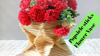 Popsicle sticks flower vase || DIY Ice cream sticks craft || Flower Vase.