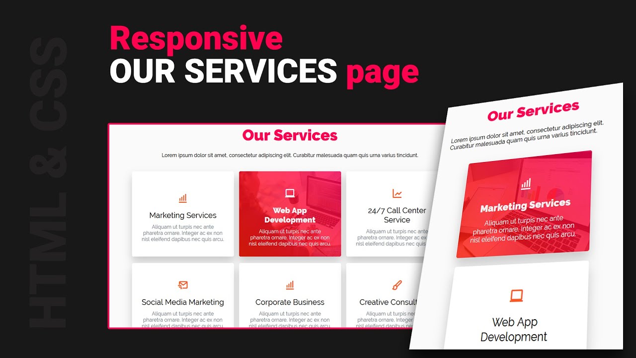 Responsive Our Services Page Using HTML & CSS | Responsive Our Service ...