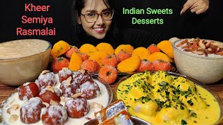 Eating Kheer, Rasmalai , Sandesh, Rasabali | Indian Desserts | Big Bites | Mukbang | Asmr Eating