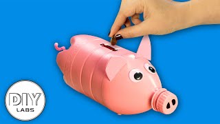 How to make a PIGGY BANK Using a Recycled Bottle | Fast-n-Easy | DIY Labs