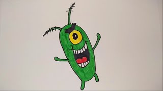 طريقة رسم شمشون من كرتون  سبونج بوب//How to Draw Plankton | SpongeBob SquarePants