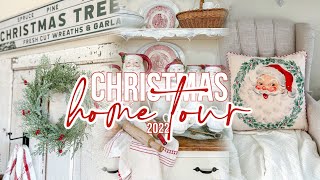 CHRISTMAS HOME TOUR 2022! 🎄VINTAGE WHITE COTTAGE CHRISTMAS DECOR HOME TOUR!