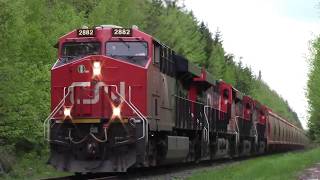 CN Potash Extra Train 594 w/Pink Potash Corp Hoppers at Allison, NB (May 30, 2017)