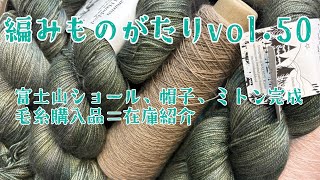 【編みものがたりvol.50】富士山ショール他完成したものand在庫と購入品毛糸紹介