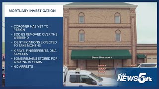 Decomposing bodies removed from Davis Mortuary, will take months to identify