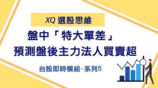 【台股即時模組系列5】盤中特大單差，預測盤後主力、法人買賣超運用│XQ操盤高手