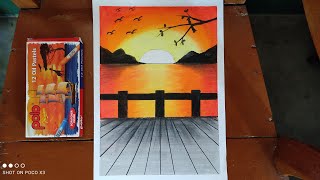 #Beautiful_sunset-drawing with polo pastel colours🌅