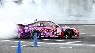 D1R10F21) D1 2024 RD10 単走 CarNo56 森 孝弘 GP SPORTS × GreenTop  GP SPORTS 180SX RPS13 D1グランプリ