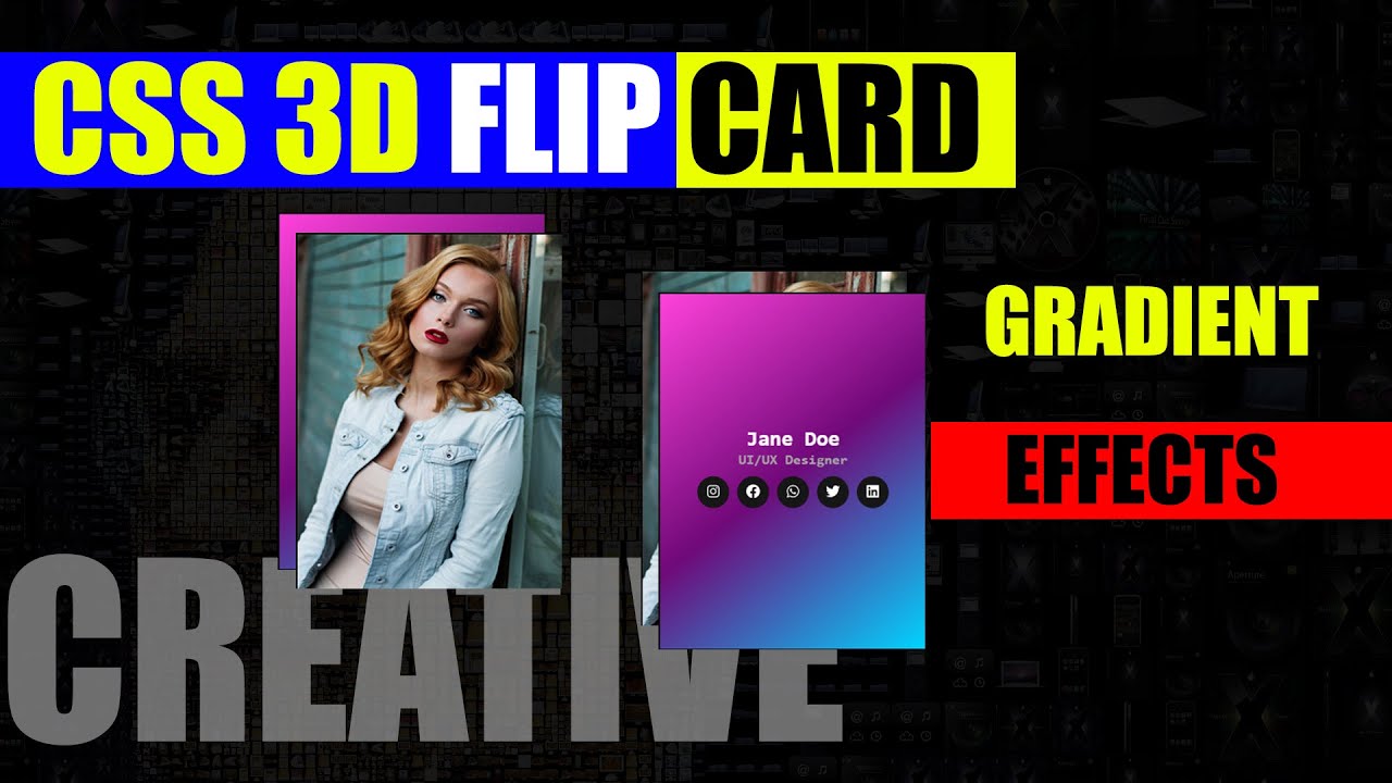 3D Flip Card Effect On Hover Using Only HTML & CSS | CSS 3D Flipping ...