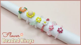 (Easy DIY) 6 Ways to Make Flower Beaded Ring 🌼