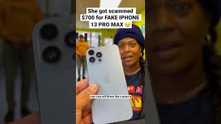 SHE GOT SCAMMED $700 FOR A FAKE IPHONE 😢 #shorts #fake #iphone14promax #apple #iphone #ios