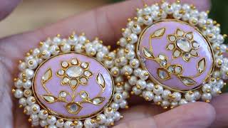 Meenakari and Kundan Stud Earrings