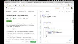 3.4 Queue via stack (Leetcode 225 Implement Stack using Queues)