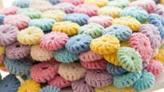 How To Crochet Macaron Circles Afghan Blanket I  Yoyo Puff Macaron