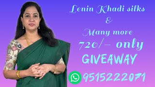 Lenin Khadi Silk  And Many More Sarees / Giveaway Alert / Sree Nava Media / 9515222071