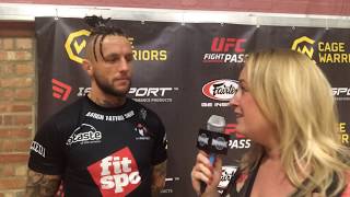 Katie Hunter talks to Donovan Desmae after he TKOs Alexander Jacobsen at CW105