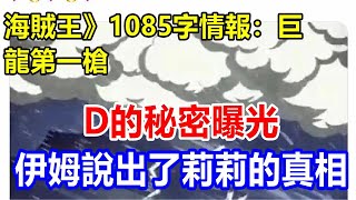 l海賊王》1085字情報：巨龍第一槍，D的秘密曝光，伊姆說出了莉莉的真相