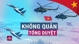 Su-30MK2 lắp đạn nhiễu từ kép, trực thăng treo cờ ở Hoà Lạc tổng duyệt Triển lãm Quốc phòng Quốc tế