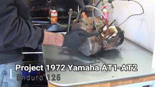 1972 Yamaha Enduro AT1 AT2 125- Motor Tear down, Stator, Oil Pump, Frozen Bolts and Clutch- Part 1