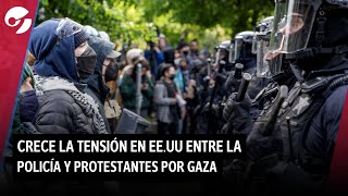 TENSIÓN ENTRE MANIFESTANTES Y POLICÍAS POR LA GUERRA DE GAZA. Biden: \