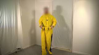 Dressing up: Yello Helly Hansen PVC rubber rainwear with bib pants