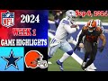 Dallas Cowboys vs Cleveland Browns Game Highlights Week 1 Sep 8, 2024 | NFL 2024 | NFL Today