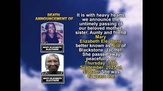 Mary Elizabeth Eleuthere ~ Short Obituary