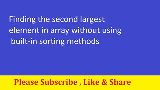 2nd max element in array without sorting