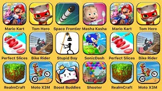 Mario Kart, Tom Hero, Space Frontier, Mash Kasha, Perfect Slices, Bike Rider, Stupid Boy, Sonic Dash